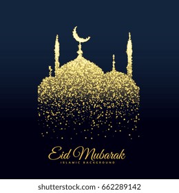 beautiful mosque made with glitters background