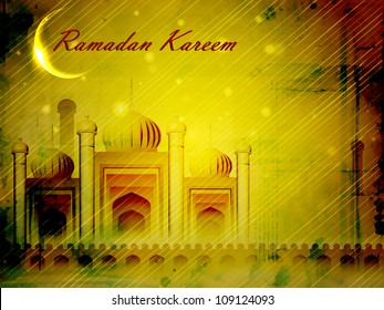 Beautiful Mosque and Masjid background with moon for Ramadan Kareem or Ramazan Kareem. EPS 10.