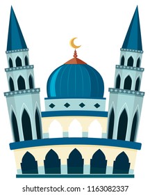 A beautiful mosque on white background illustration