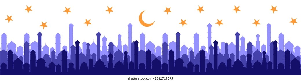 beautiful mosque silhouette background vector featuring Islamic architecture with domes and minarets. Perfect for Islamic events, Ramadan, Eid, religious designs, and cultural themes