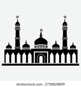 Belo vetor de silhueta de mesquita skyline. Ideal para fundos, cartazes e eventos islâmicos