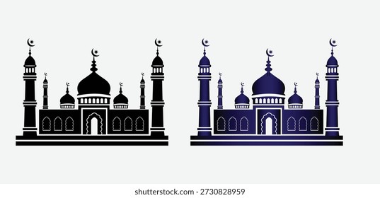 Belo vetor de silhueta de mesquita skyline. Ideal para fundos, cartazes e eventos islâmicos