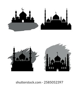 Beautiful Mosque Silhouettes with Artistic Background Design