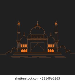 Beautiful mosque vector illustratin, line art