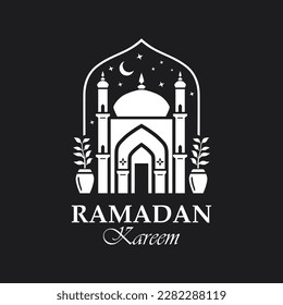 Hermosa plantilla de ilustración vectorial de mezquita. Diseño de tarjetas de Ramadán para musulmanes. Logo del mes sagrado del Islam creativo. 