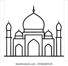 a beautiful mosque vector line art silhouette 