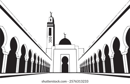 Beautiful Mosque vector, Masjid Art eps