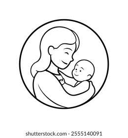 Beautiful Mother and Baby Silhouette Design