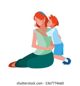 beautiful mother  with little son characters