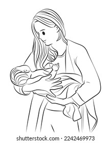 beautiful mother with newborn baby