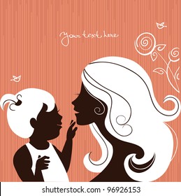 Beautiful mother silhouette with baby