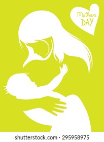 Beautiful mother silhouette with her daughter. vector illustration