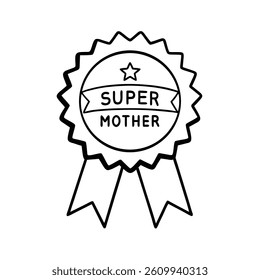 Beautiful Mother's Day Award Badge Vector with Heart and Ribbon Banner