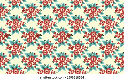 Beautiful Motif of Christmas floral background, for wrapping paper pattern, leaf flower drawing.