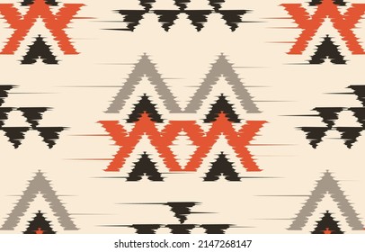 Beautiful Motif Ethnic Ikat Navajo. Seamless Kasuri pattern in tribal, folk embroidery, Mexican, Indian, Moroccan style.Aztec geometric art ornament print. textured design for carpet, fabric.