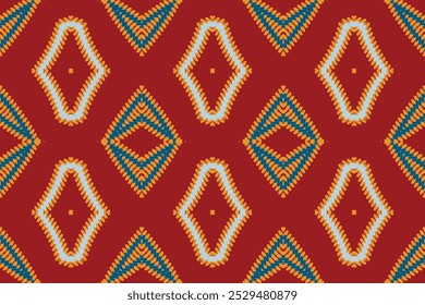 Beautiful Motif Ethnic Ikat Navajo. Seamless Kasuri pattern in tribal, folk embroidery, Mexican, Indian, Moroccan style.Aztec geometric art ornament print.