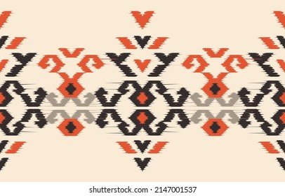 Beautiful Motif Ethnic Ikat Uzbek. Seamless Kasuri pattern in tribal, folk embroidery, Mexican, Indian style.Aztec geometric art ornament print.slubby textured design for carpet, fabric.