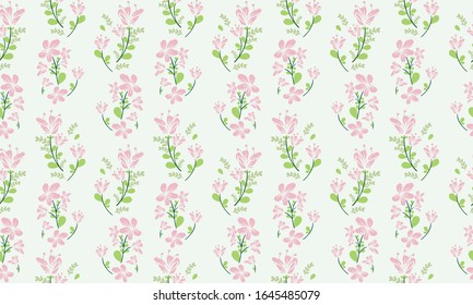 Beautiful motif of spring floral pattern background, with leaf and floral design.