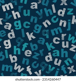 Beautiful motley alphabetic seamless pattern. Vector illustration for print, fabric, cover, packaging, interior decor, blog decoration and other your projects.
