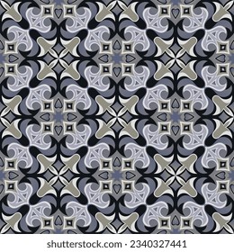 Beautiful motley art seamless pattern in mustard gray tones.Art forms are grouped and arranged in a specific order. Vector image for print, textile, packaging, interior design and your other projects.
