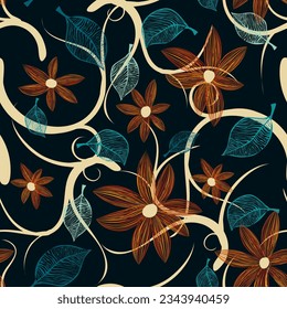 Beautiful motley floral seamless pattern. Hand drawn background for your design. Textile, packaging, blog decoration, banner, poster, wrapping paper. Vector. 