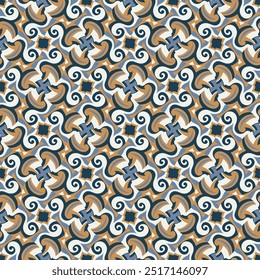 Beautiful motley seamless pattern. Art forms are grouped and arranged in a specific order. Vector image for print, textile, packaging, interior design and your other projects.
