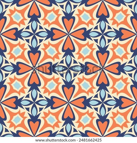 Beautiful motley seamless pattern. Art forms are grouped and arranged in a specific order. Vector image for print, textile, packaging, interior design and your other projects.