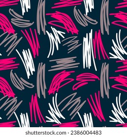 Beautiful motley seamless pattern with grunge elements. Vector illustration for print, fabric, cover, packaging, interior decor, blog decoration and other your projects.