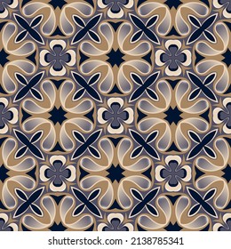 Beautiful motley seamless pattern. Overlapping art forms, stripes, polygons, segments are grouped and arranged in a certain order. Vector. 