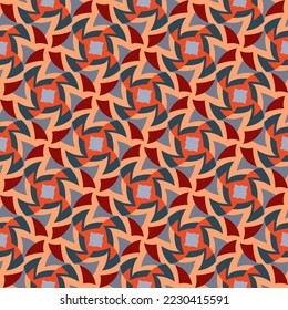 Beautiful motley seamless pattern. Overlapping art forms, stripes, polygons, segments are grouped and arranged in a certain order. Vector. 