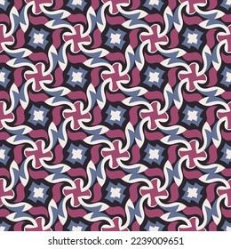 Beautiful motley seamless pattern. Overlapping art forms, stripes, polygons, segments are grouped and arranged in a certain order. Vector. 