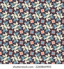 Beautiful motley seamless pattern. Overlapping art forms, stripes, polygons, segments are grouped and arranged in a certain order. Vector. 
