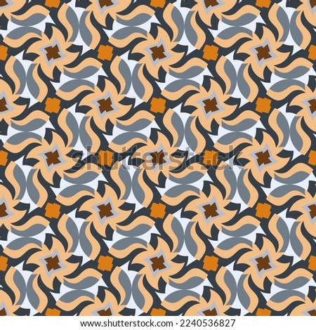 Beautiful motley seamless pattern. Overlapping art forms, stripes, polygons, segments are grouped and arranged in a certain order. Vector. 