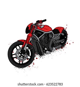 A beautiful motorcycle. Vector illustration for a postcard or a poster. Transport.