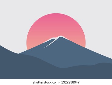 Beautiful Mount Fuji sunrise minimal poster
