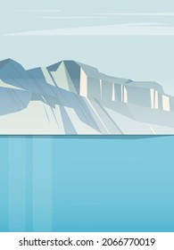 Beautiful mountailns background with ocean in front. Vector illustration