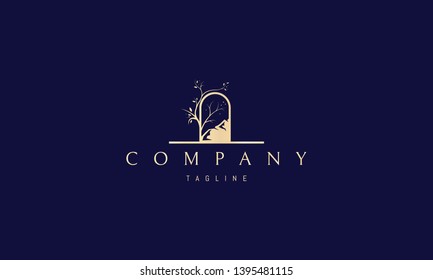 Beautiful mountain arch 4 abstract vector logo design