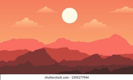 Beautiful mountain chain landscape in Gradient colours Vector