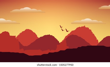 Beautiful mountain chain landscape in Gradient colours Vector