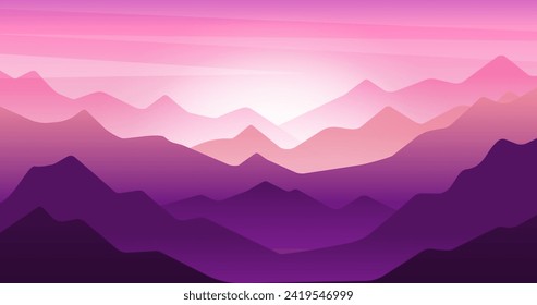 Beautiful mountain chain landscape purple shades vector design in eps 10