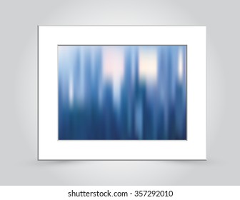 Beautiful mountain colors in an abstract background blur, in a beveled white mat frame. Vector EPS-10 file, transparency used. 