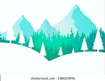 beautiful mountain during the day landscape illustration