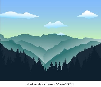 Beautiful Mountain Flat Design landscape background