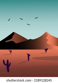 Beautiful mountain hill on sunset sunrise landscape vector illustration background.