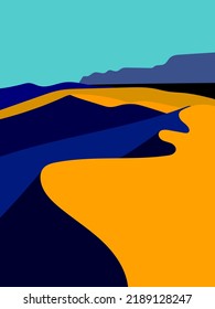 Hermosa colina montañosa sobre el amanecer de la puesta del sol, paisaje de fondo vectorial.