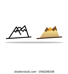 Beautiful mountain icon plus sunrise, mountain vector, great for making vacation travel applications and travel advertisements