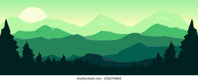 Beautiful mountain landscape background, vector design illustration