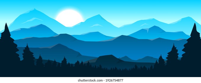 Beautiful mountain landscape background, vector design illustration