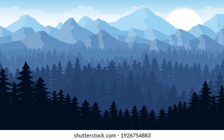 Beautiful mountain landscape background, vector design illustration