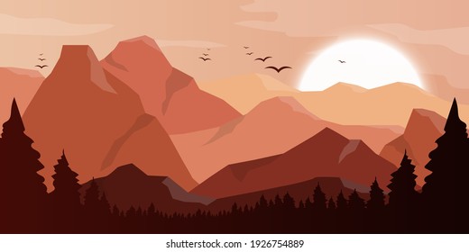 Schöner Berglandschaftshintergrund, Vektorgrafik